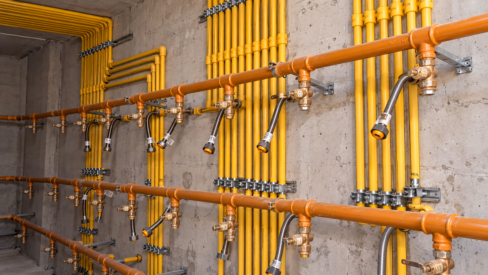 Redes de gas y baterías de medidores instaladas en obra