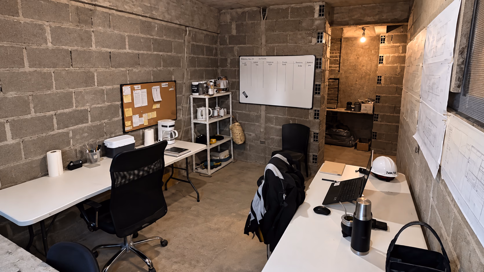 Oficina técnica de Sarale dentro de una obra
